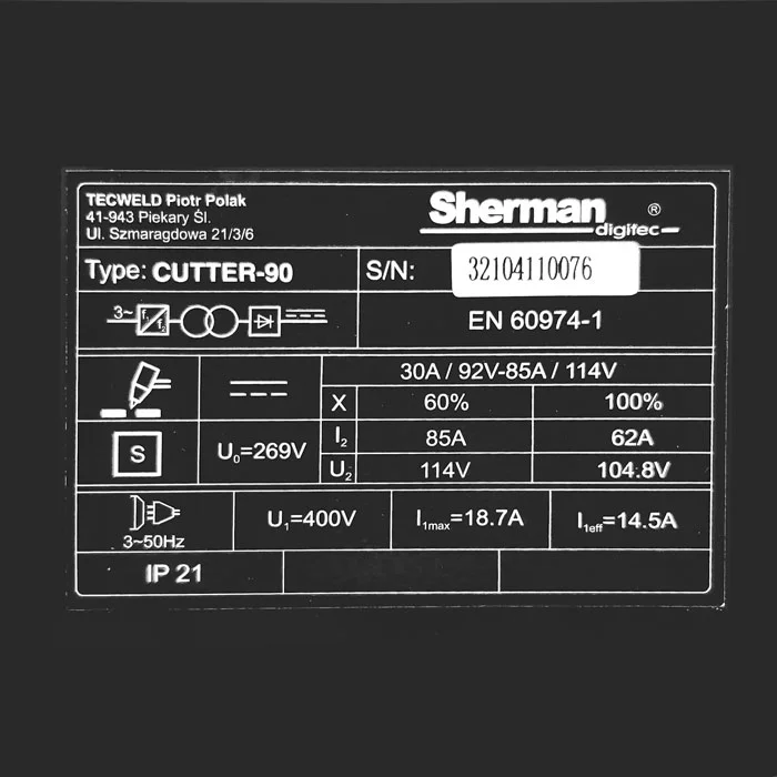 Sherman Plasma Cutter 90 – 6m slange