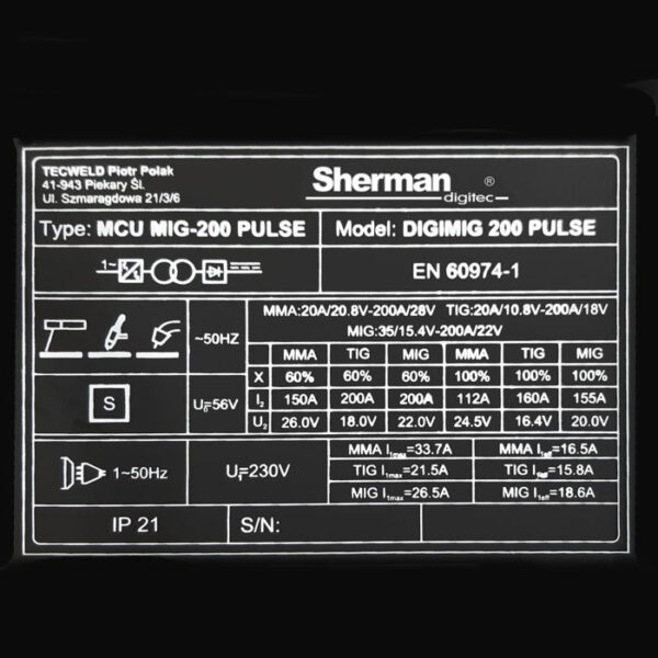 Sherman DIGIMIG 200 Pulse – Regulering i MIG håndtag – Fantastisk til Aluminium