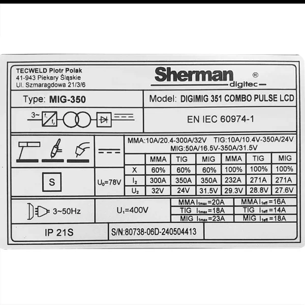 Sherman DIGIMIG 351 COMBO PULSE LCD