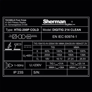 Sherman DIGITIG 214 CLEAN DC – TIG OG RENSER – PERFEKT TIL RUSTFRI – NYHED