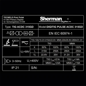 Sherman DIGITIG 315GD Pulse AC/DC