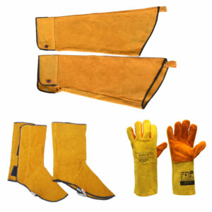 Læder ærmer, handsker og fod beskyttelsestøj – Sæt