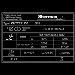 Sherman Plasma Cutter 130 – 6m slange