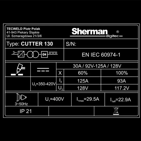 Sherman Plasma Cutter 130 – 6m slange