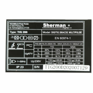 Sherman DIGITIG 200 MULTIPULSE AC / DC