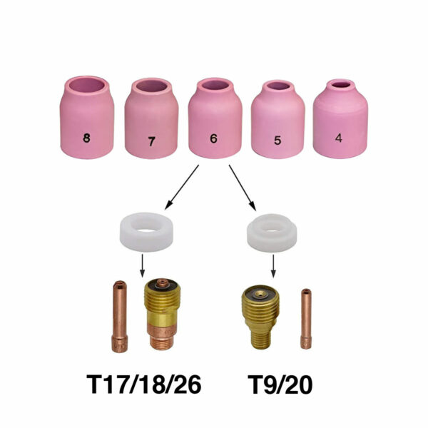 TIG gas dyse kop keramik til Gaslinse Stubby – Str. 8